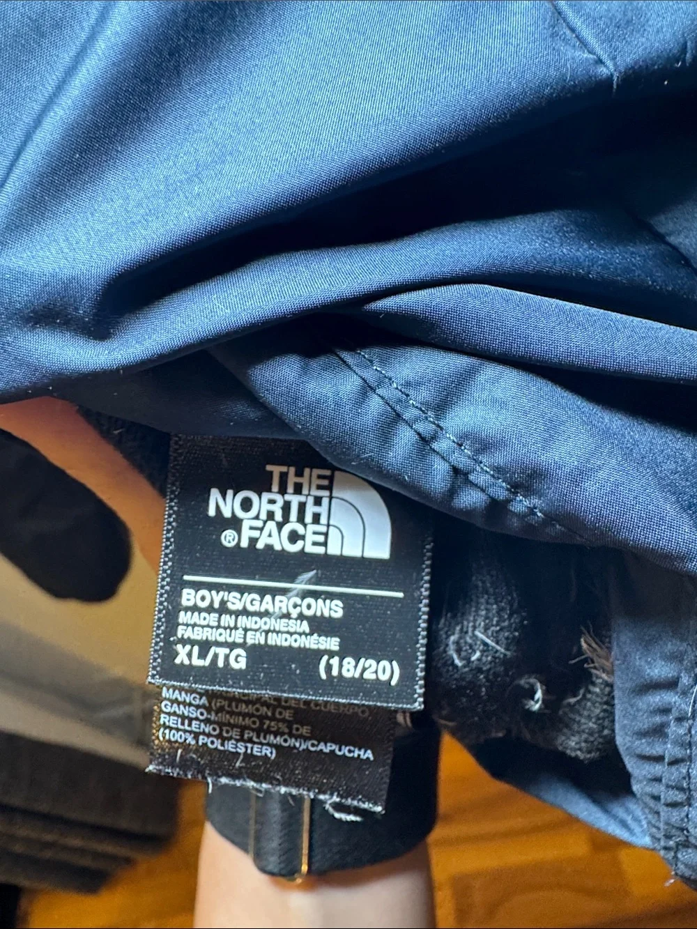 The North Face reversible double sided down Jacket - Navy & Mustard boy XL